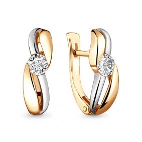 Золотые серьги AQUAMARINE 941171к с бриллиантом 941171к фото