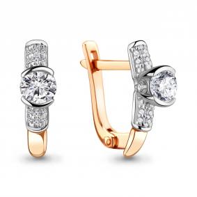 Золотые серьги AQUAMARINE 941197к с бриллиантом 941197к фото