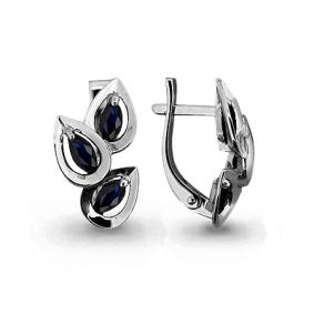 Серьги из белого золота AQUAMARINE 941248 с сапфиром 941248 фото