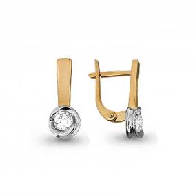 Золотые серьги AQUAMARINE 941301к с бриллиантом 941301к фото