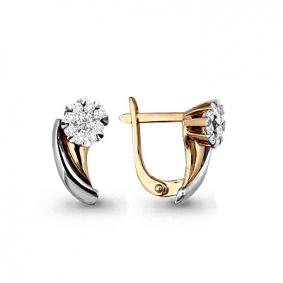 Золотые серьги AQUAMARINE 941431к с бриллиантом 941431к фото