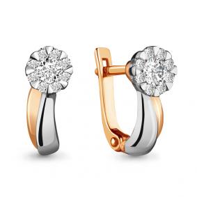 Золотые серьги AQUAMARINE 941437к с бриллиантом 941437к фото