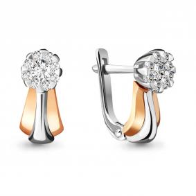 Золотые серьги AQUAMARINE 941440к с бриллиантом 941440к фото