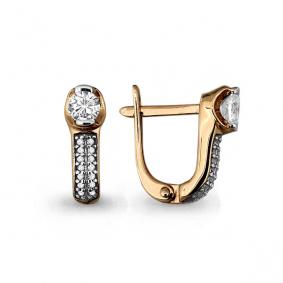 Золотые серьги AQUAMARINE 941454к с бриллиантом 941454к фото