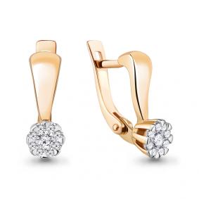 Золотые серьги AQUAMARINE 941463к с бриллиантом 941463к фото