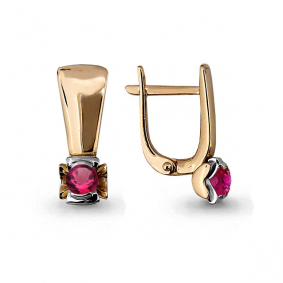 Золотые серьги AQUAMARINE 941474кр с рубином 941474кр фото
