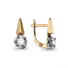 Золотые серьги AQUAMARINE 941489к с бриллиантом 941489к фото