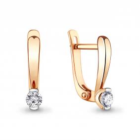 Золотые серьги AQUAMARINE 941503к с бриллиантом 941503к фото