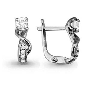 Серьги из белого золота AQUAMARINE 941509 с бриллиантом 941509 фото