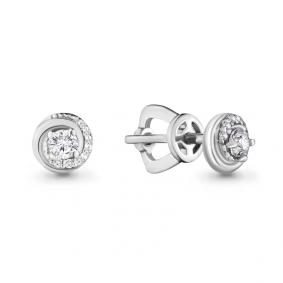 Серьги из белого золота AQUAMARINE 941540 с бриллиантом 941540 фото