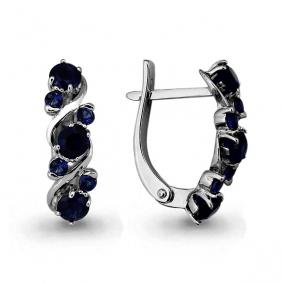 Серьги из белого золота AQUAMARINE 941558 с сапфиром 941558 фото