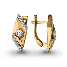 Золотые серьги AQUAMARINE 941568к с бриллиантом 941568к фото