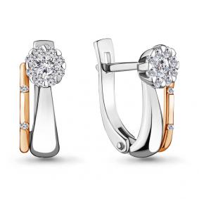 Золотые серьги AQUAMARINE 941580к с бриллиантом 941580к фото