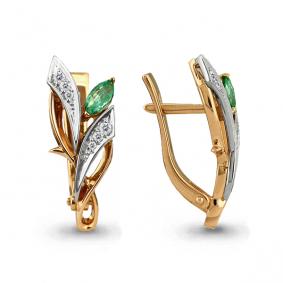 Золотые серьги AQUAMARINE 941587к с бриллиантом 941587к фото