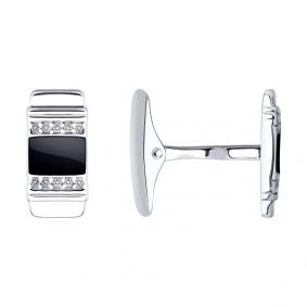 Серебряные запонки SOKOLOV 94160034 с фианитом и эмалью 94160034 фото