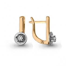 Золотые серьги AQUAMARINE 941607к с бриллиантом 941607к фото