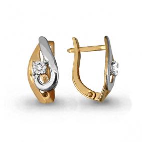 Золотые серьги AQUAMARINE 941614к с бриллиантом 941614к фото