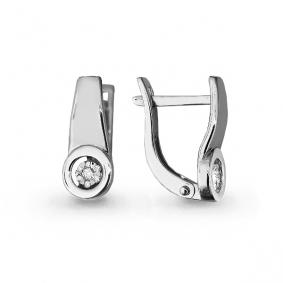 Серьги из белого золота AQUAMARINE 941616 с бриллиантом 941616 фото