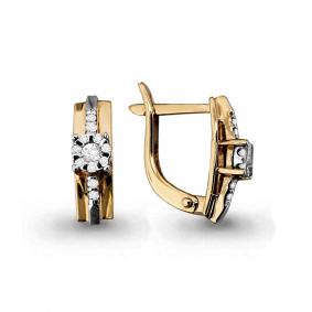 Золотые серьги AQUAMARINE 941618к с бриллиантом 941618к фото