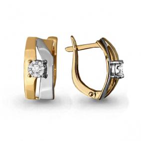 Золотые серьги AQUAMARINE 941623к с бриллиантом 941623к фото