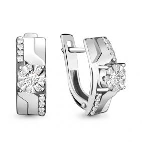 Серьги из белого золота AQUAMARINE 941625 с бриллиантом 941625 фото