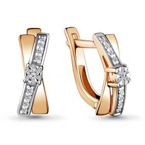 Золотые серьги AQUAMARINE 941628к с бриллиантом 941628к фото