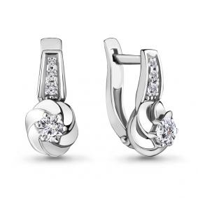 Серьги из белого золота AQUAMARINE 941630 с бриллиантом 941630 фото