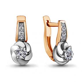 Золотые серьги AQUAMARINE 941630к с бриллиантом 941630к фото