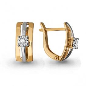 Золотые серьги AQUAMARINE 941634к с бриллиантом 941634к фото