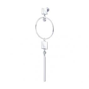 Одиночная серьга из серебра SKLV с фианитом 94170092 94170092 фото