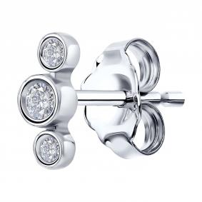 Одиночная серьга из серебра SOKOLOV с фианитом 94170399 94170399 фото