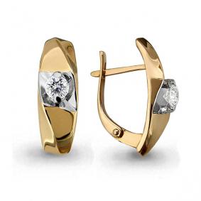 Золотые серьги AQUAMARINE 941703к с бриллиантом 941703к фото