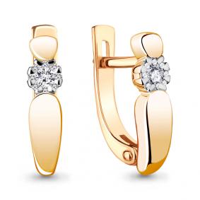 Золотые серьги AQUAMARINE 941810к с бриллиантом 941810к фото