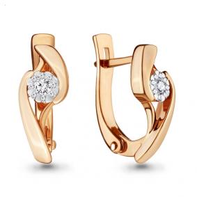 Золотые серьги AQUAMARINE 941823к с бриллиантом 941823к фото