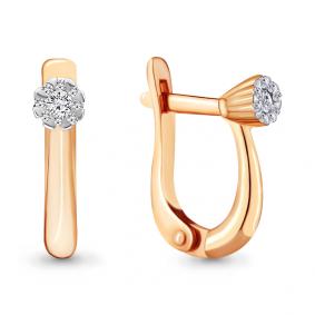 Золотые серьги AQUAMARINE 941831к с бриллиантом 941831к фото