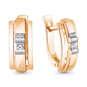 Золотые серьги AQUAMARINE 941842к с бриллиантом 941842к фото