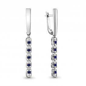 Серьги из белого золота AQUAMARINE 941852с с сапфиром 941852с фото