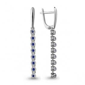 Серьги из белого золота AQUAMARINE 941855 с сапфиром 941855 фото