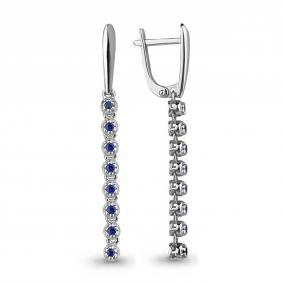 Серьги из белого золота AQUAMARINE 941855с с сапфиром 941855с фото