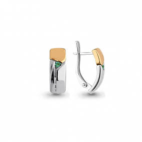 Золотые серьги AQUAMARINE 941874к с изумрудом 941874к фото