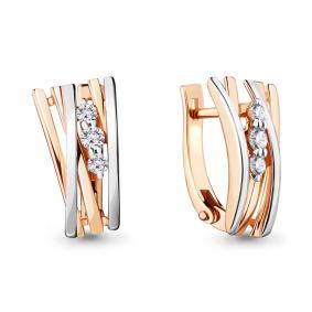 Золотые серьги AQUAMARINE 941887к с бриллиантом 941887к фото