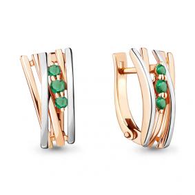 Золотые серьги AQUAMARINE 941888ки с изумрудом 941888ки фото