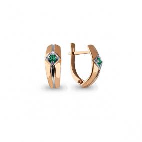 Золотые серьги AQUAMARINE 941890к с изумрудом 941890к фото