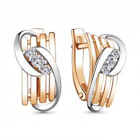 Золотые серьги AQUAMARINE 941891к с бриллиантом 941891к фото