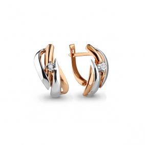 Золотые серьги AQUAMARINE 941895к с бриллиантом 941895к фото