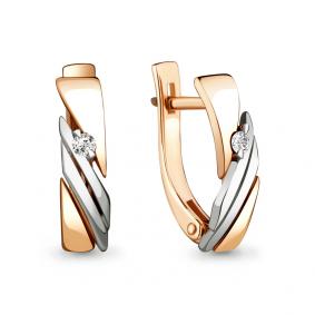 Золотые серьги AQUAMARINE 941902к с бриллиантом 941902к фото