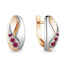 Золотые серьги AQUAMARINE 941904кр с рубином 941904кр фото