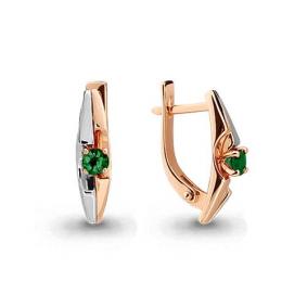 Золотые серьги AQUAMARINE 941909к с изумрудом 941909к фото