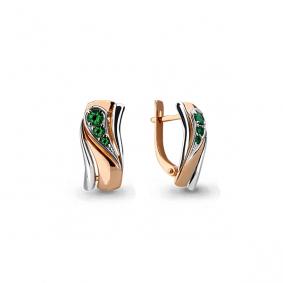 Золотые серьги AQUAMARINE 941914ки с изумрудом 941914ки фото