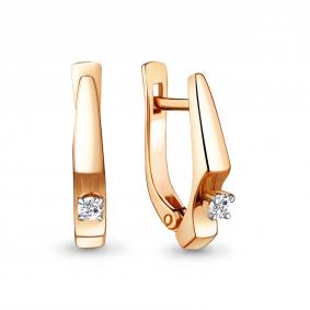 Золотые серьги AQUAMARINE 941917к с бриллиантом 941917к фото